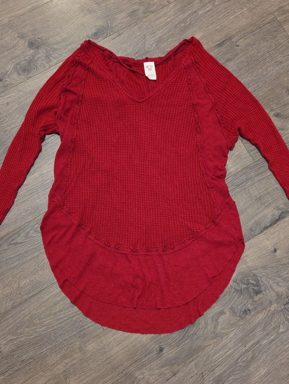 We The Free Raspberry Henley Waffle Thermal Top